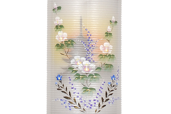 住吉デザイン盆提灯「芙蓉に塔」。送料無料・伝統的な二重絵入りが魅力です。