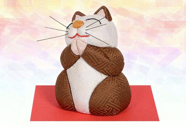 ギフトに最適な木目込み人形 No.1045-B 【ね…お願い猫・白】 布付き手芸キット