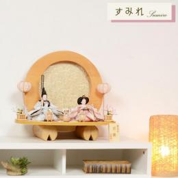 No.302-88 雛人形 コンパクト 平飾り おしゃれ 親王飾り 小芥子サイズ 金襴 すみれ